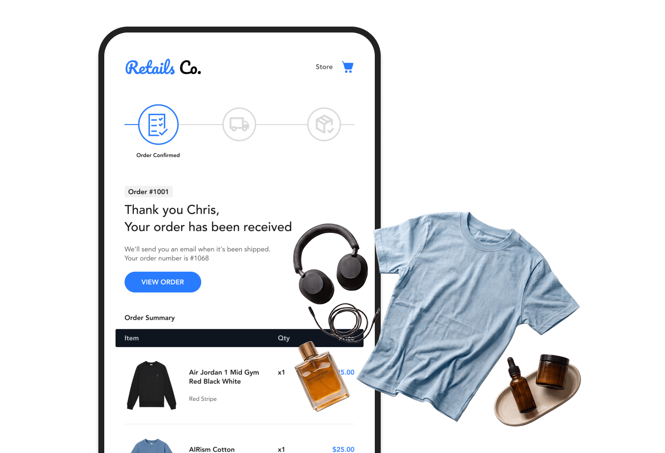 Custom Shopify order confirmation email design matching brand colors and typography